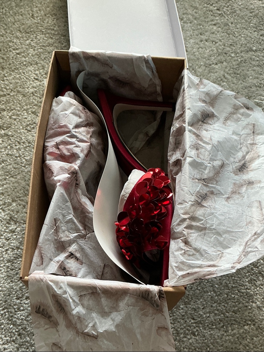 Jessica Simpson Chili Pepper Red Sequin Flower Slide Mules - Picture 3 of 4